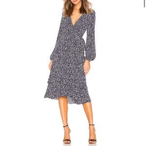 Privacy Please Vienna Midi Wrap Dress, Navy Dot